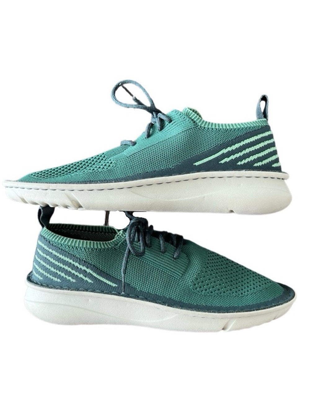 Clarks Sneakers Men's 9 Origin 2.0 Green Knit‎ Sustainable Mesh Slip On Lace Up